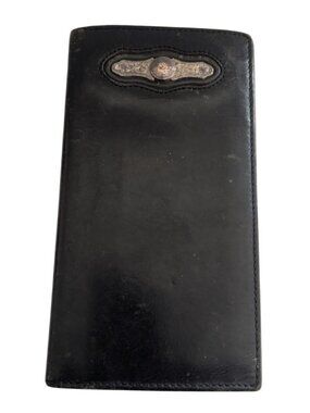 Resistol Black Full Grain Leather Rodeo Wallet Western Concho Roper